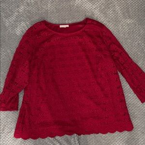 Elegant Women's Red Lace Blouse not sure on size